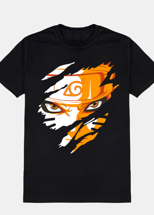 Remera de Naruto Uzumaki – Unisex, Negra, 100% Algodón