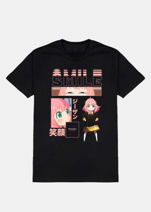 Remera de Spy x Family Anya para Mujer - Negra, Manga Corta, 100% Algodón